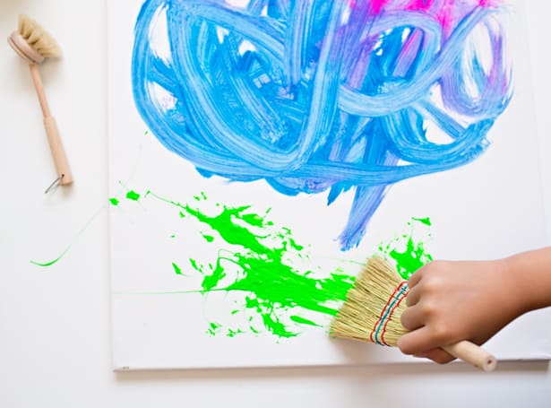 Painting with Kitchen Scrubbers - Laughing Kids Learn