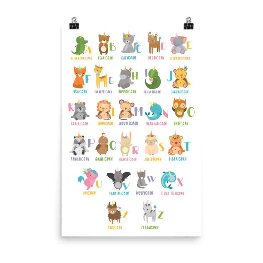 unicorn alphabet print