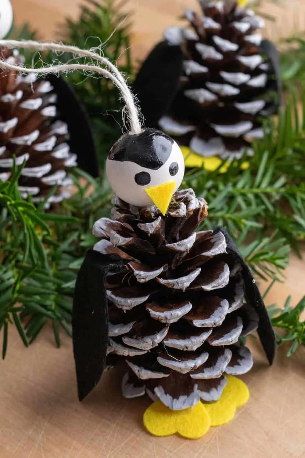 penguin pine cone ornament 