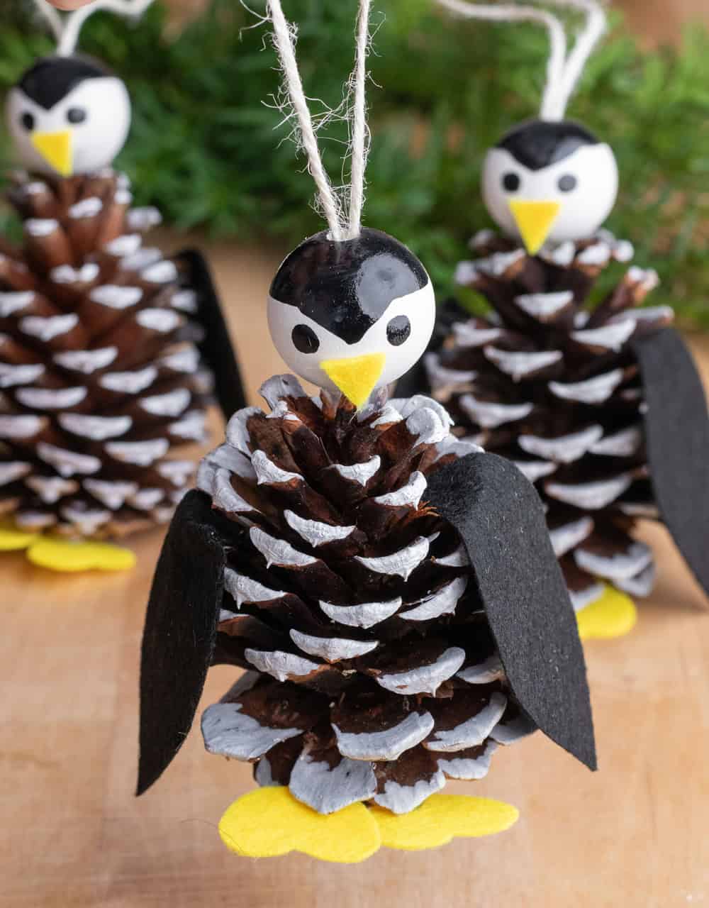 penguin pine cone ornaments