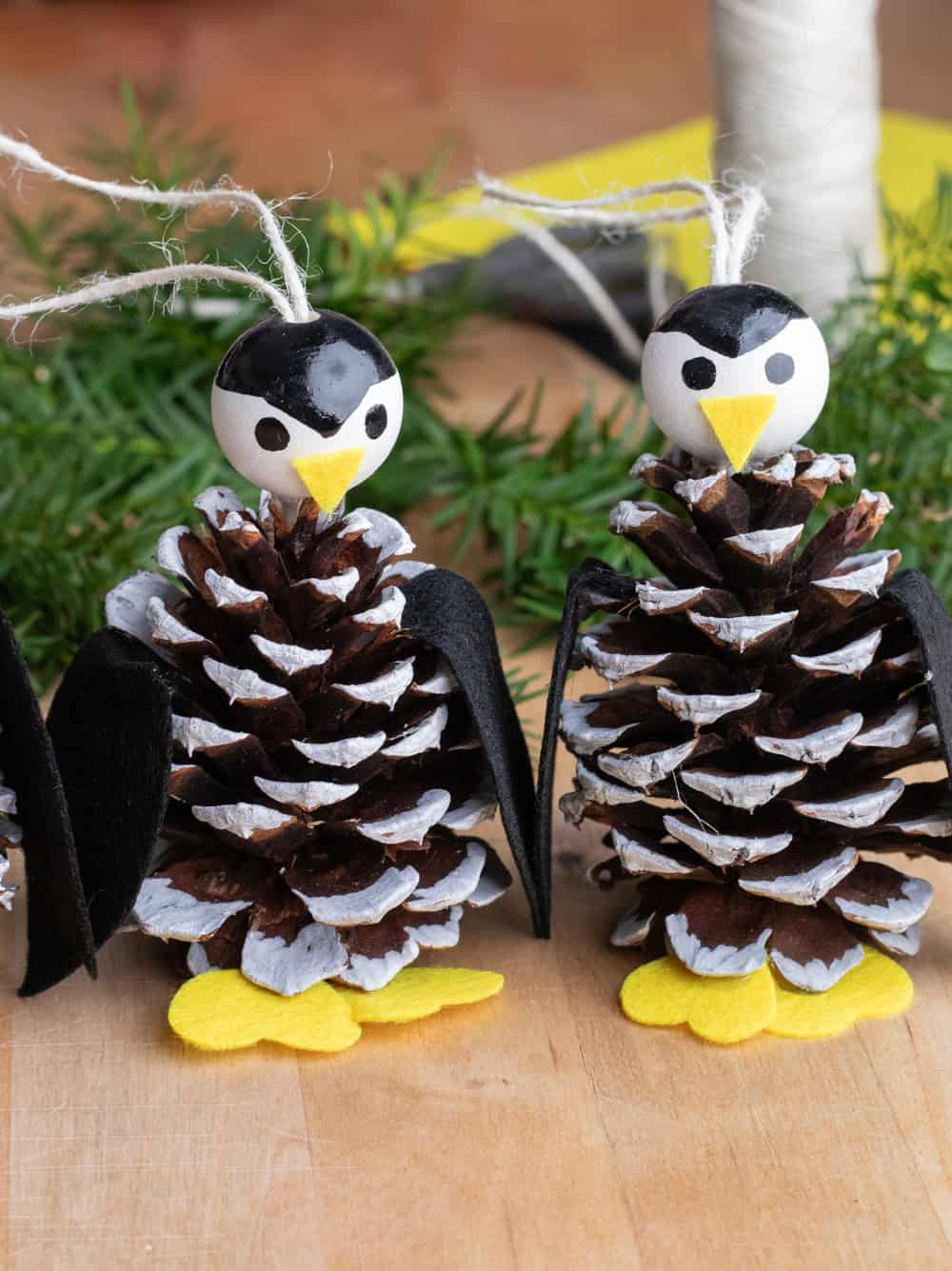 penguin pine cone ornaments