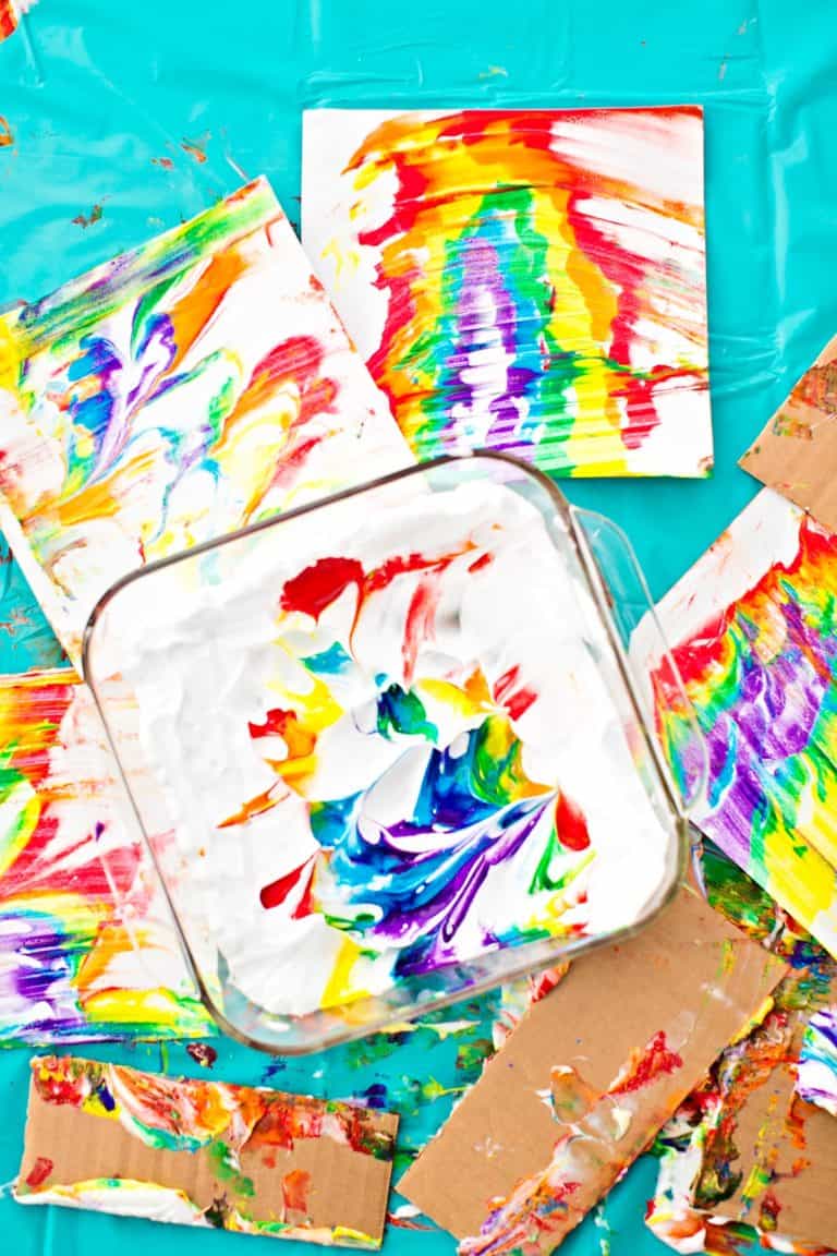 RAINBOW SHAVING CREAM MARBLED ART