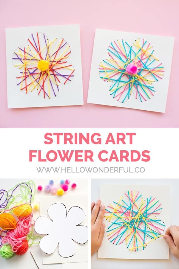 KID-MADE DIY STRING ART FLOWER CARDS