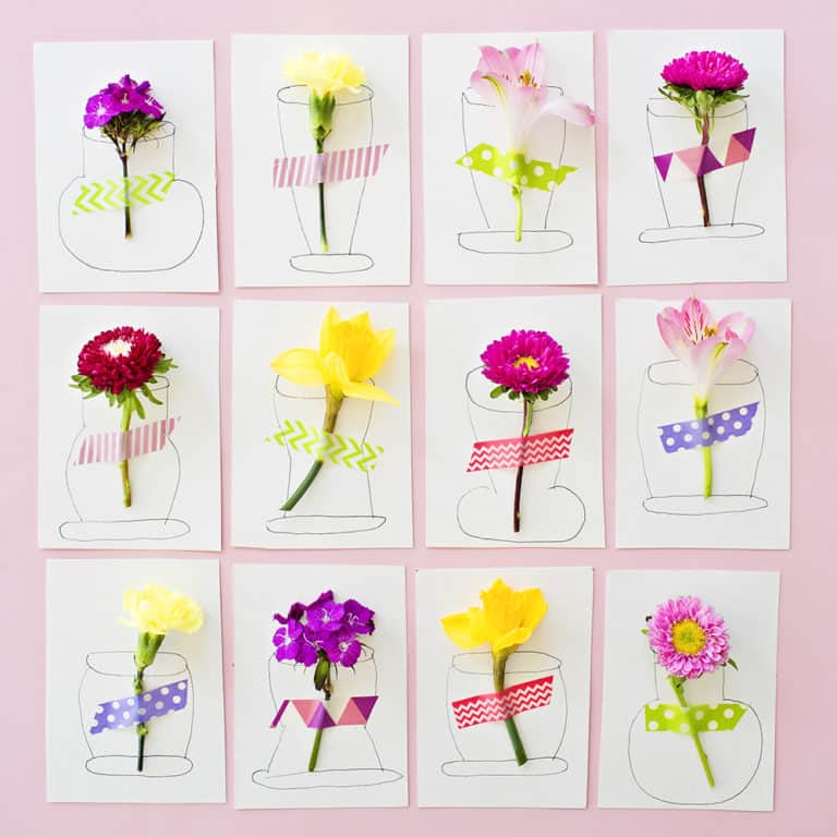 10 BEAUTIFUL FLOWER ART PROJECTS FOR KIDS Hello Wonderful   4 3D Flower Vase Cards 768x768 