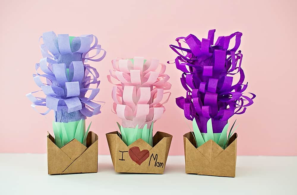 Purple Hollyhock Tissue Paper Flowers Craft for kids