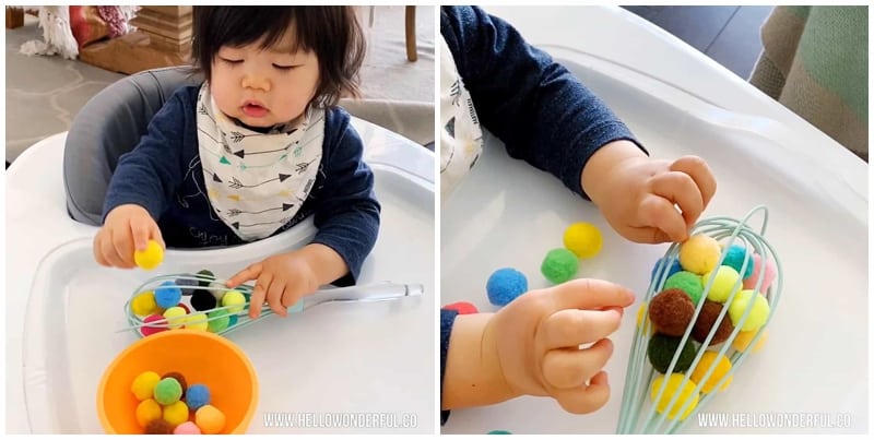 KITCHEN WHISK BABY FINE MOTOR SKILLS SENSORY ACTIVITY - hello, Wonderful