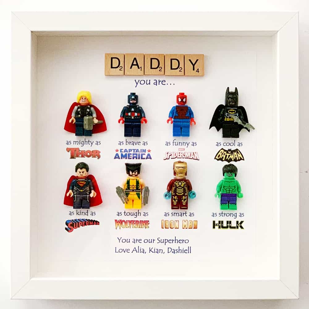 Fathers Day Gift Superhero Dad Daddy Grandad Scrabble Art Frame Superhero  Lego Mini Figure Options Daddy Birthday Present Christmas Gift - Etsy UK