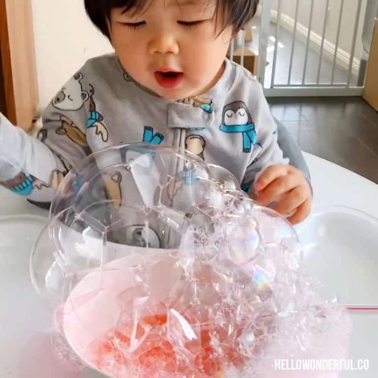 BLOWING BUBBLES SENSORY PLAY FOR BABIES AND TODDLERS - Hello, Wonderful