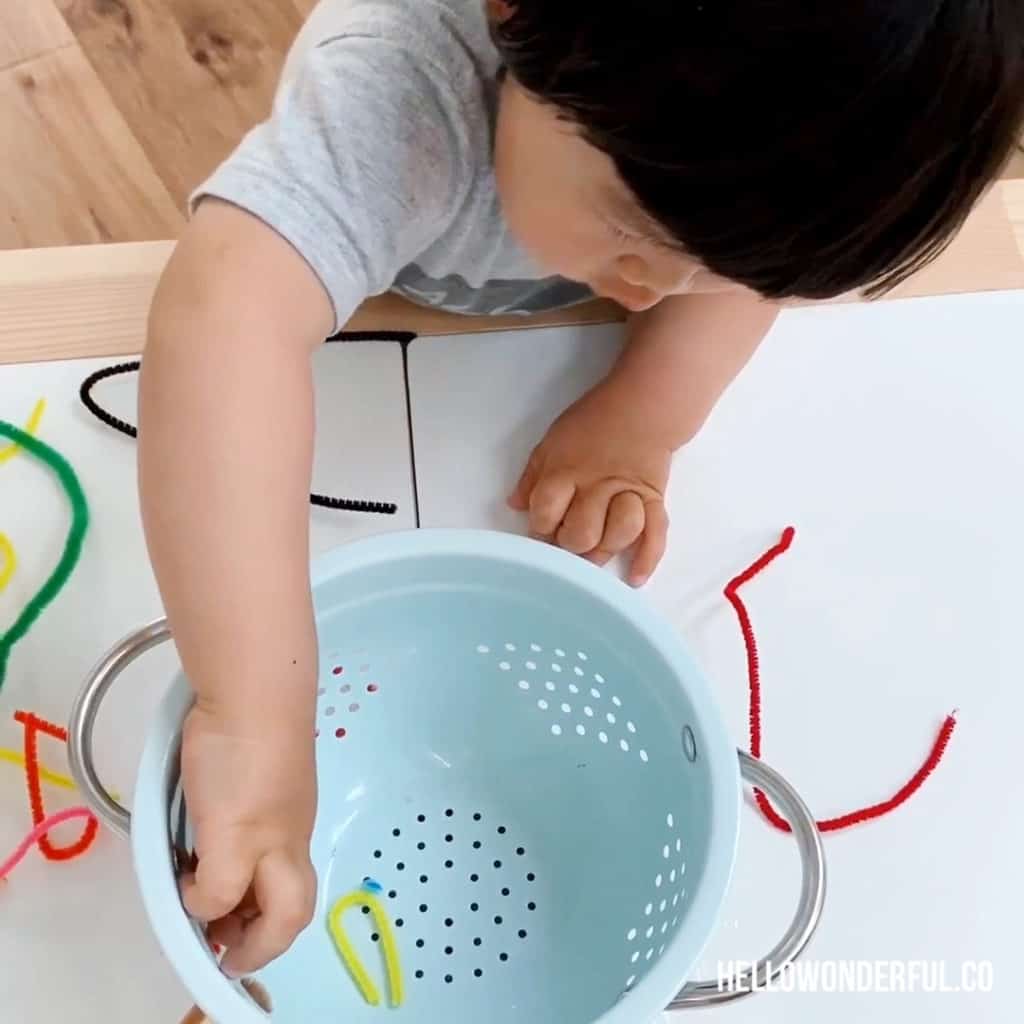 Busy Toddlers: Pipe Cleaners + Colander – The Culinary Couple
