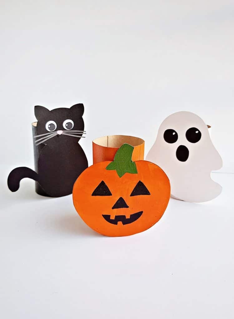 Craft With A Child For Halloween From Rolls Of Toilet Paper And Colored  Paper. Step-by-step Instructions For Ready-made Crafts Stock Photo, Picture  and Royalty Free Image. Image 173547716.