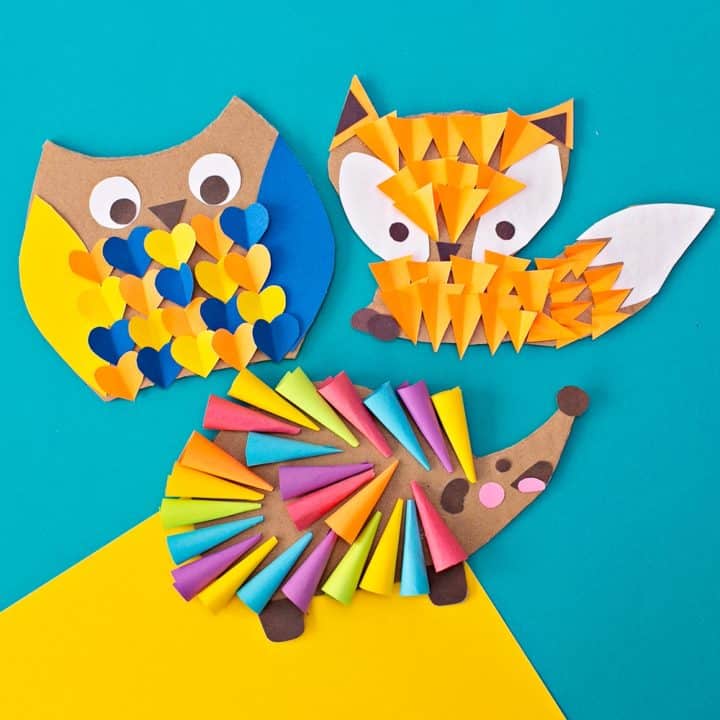 WOODLAND ANIMAL CRAFT CARDBOARD OWL FOX HEDGEHOG - hello, Wonderful