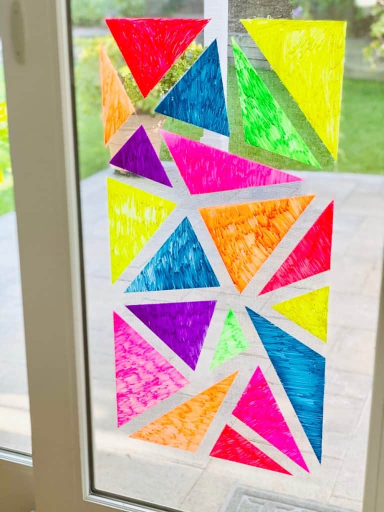 Window Chalk Mosaic Art - Window Painting With Kids