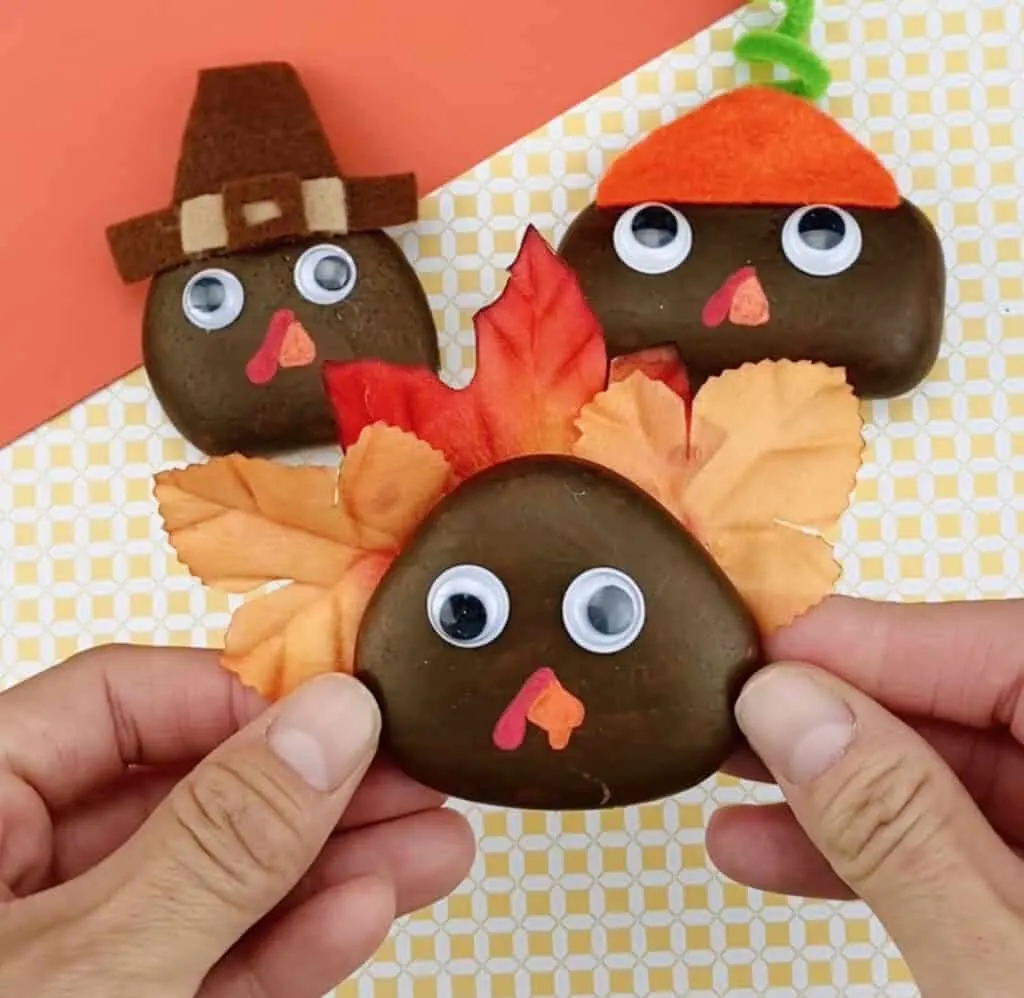 Thanksgiving Turkey Painted Rocks Easy Thanksgiving Craft for Kids