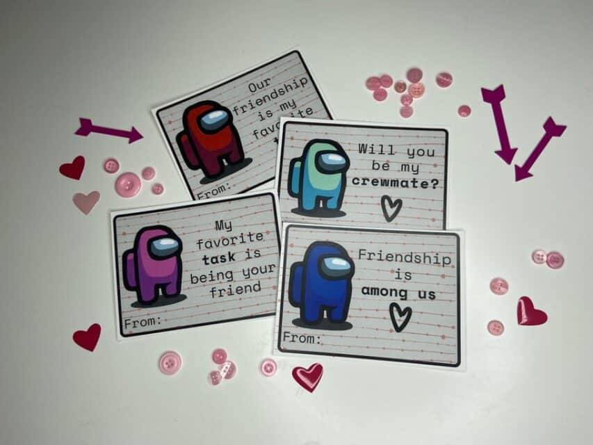 Among Us Valentine Cards - Kids will love these fun game inspired cards