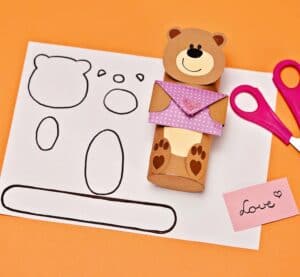 This Paper Tube Valentine Bear Craft is the sweetest Vday favor for kids!