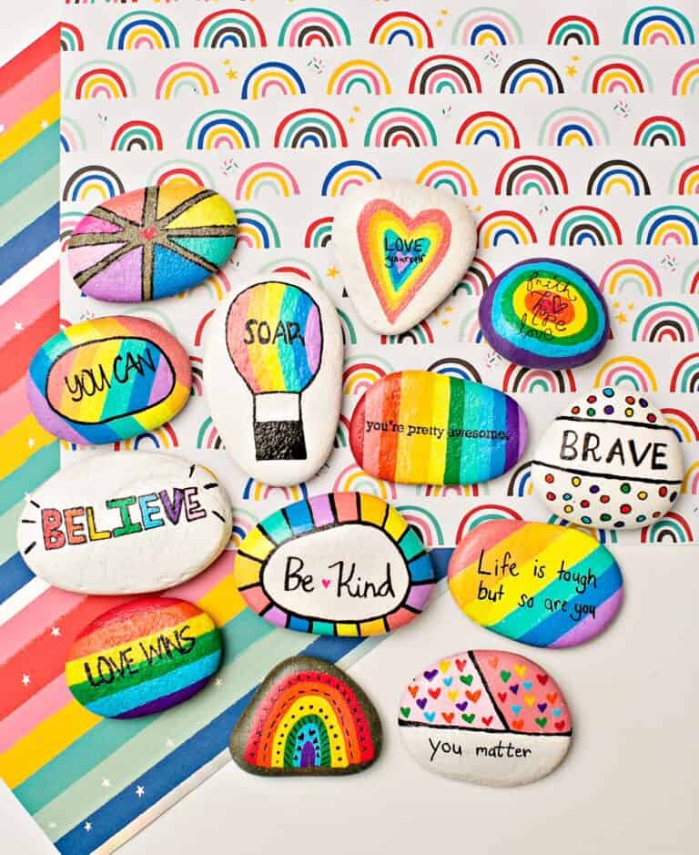 Rainbow Kindness Rocks - Inspirational Painted Rocks