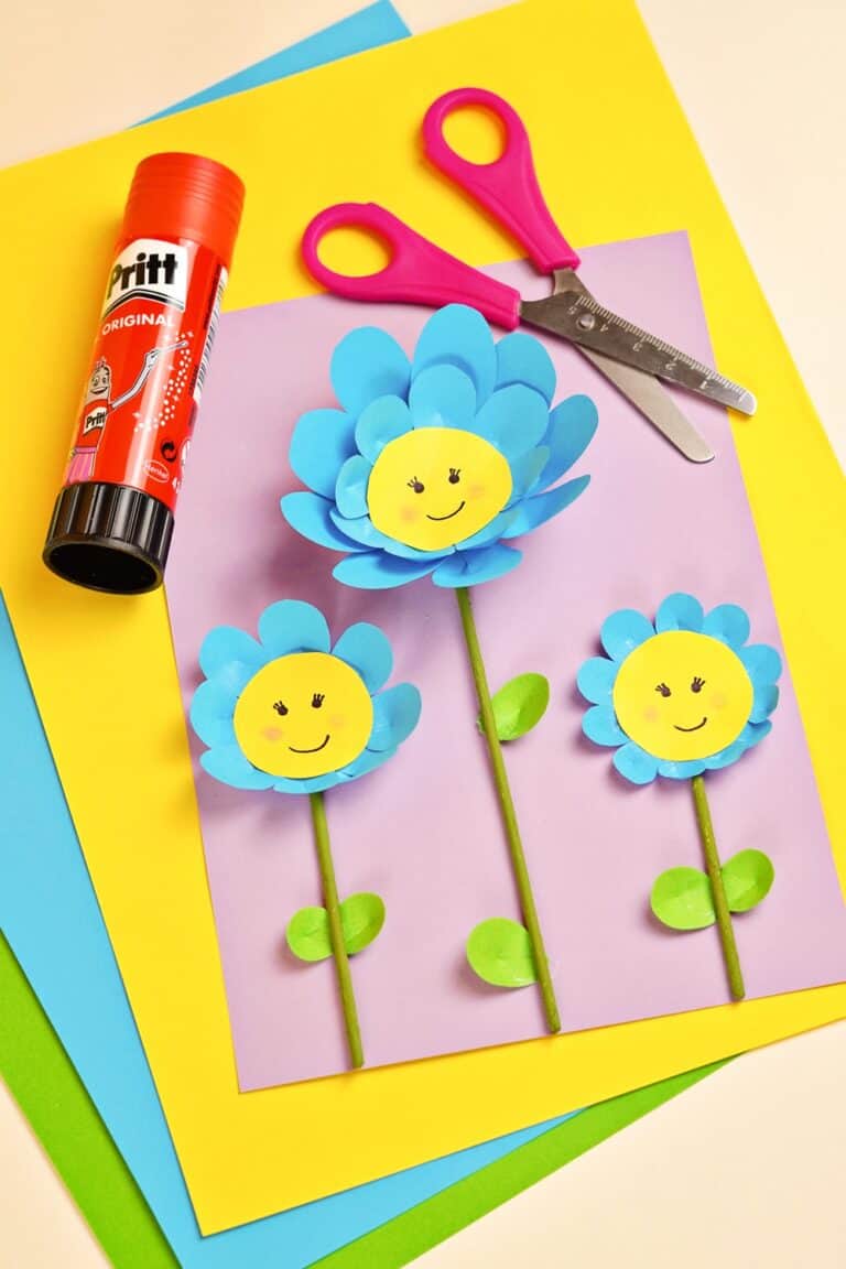 Easy Paper Flower Craft for Kids - Cute Spring Paper Craft