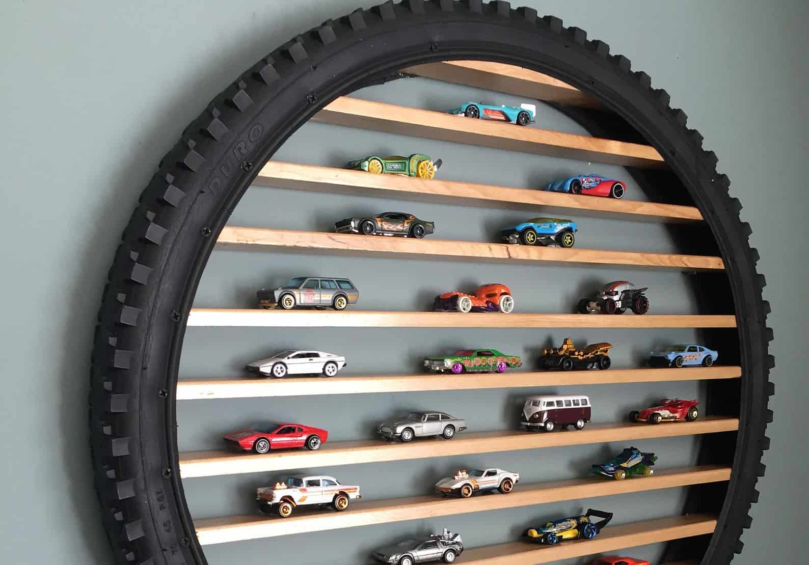 Hot Wheels Wood Toy Car Storage Shelf Organizer for cars