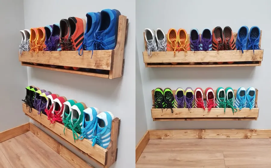 Shoe Shelves set of 5 Natural Hardwood, Shoe Display, Simple Clean