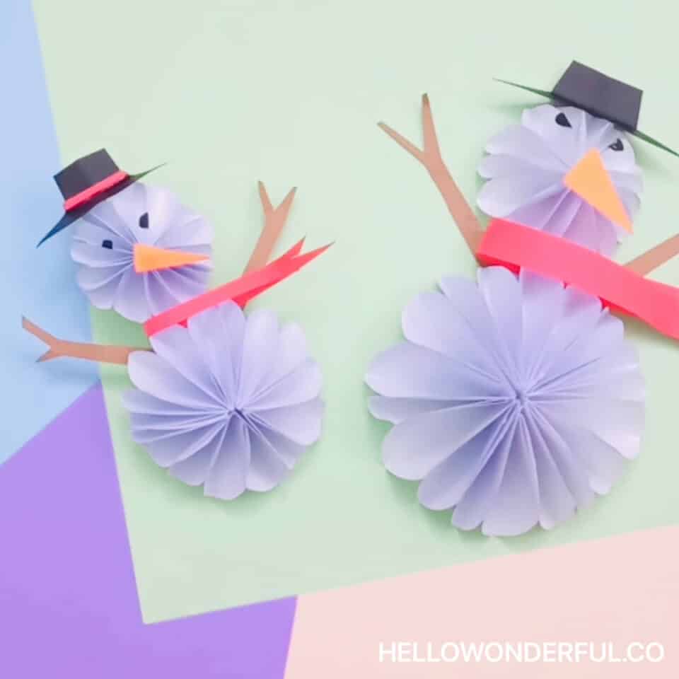 3D Paper Snowman Craft - Easy Christmas Craft For Kids