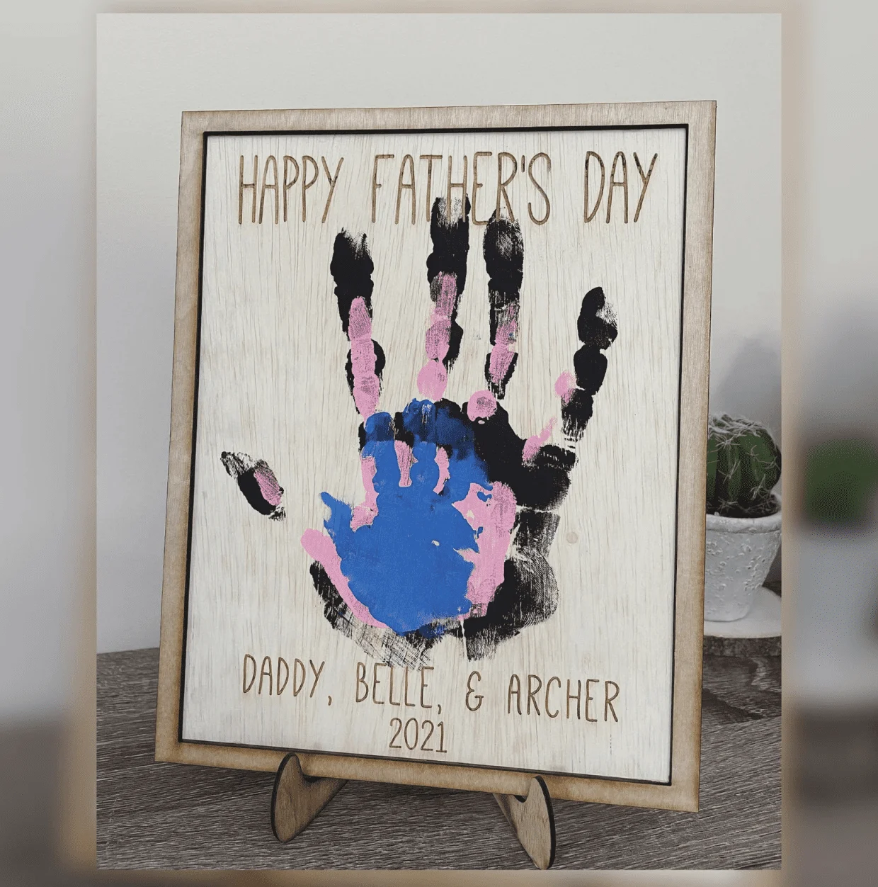 Daddy Fishing Hand Print Sign Personalized Father's Day Gift
