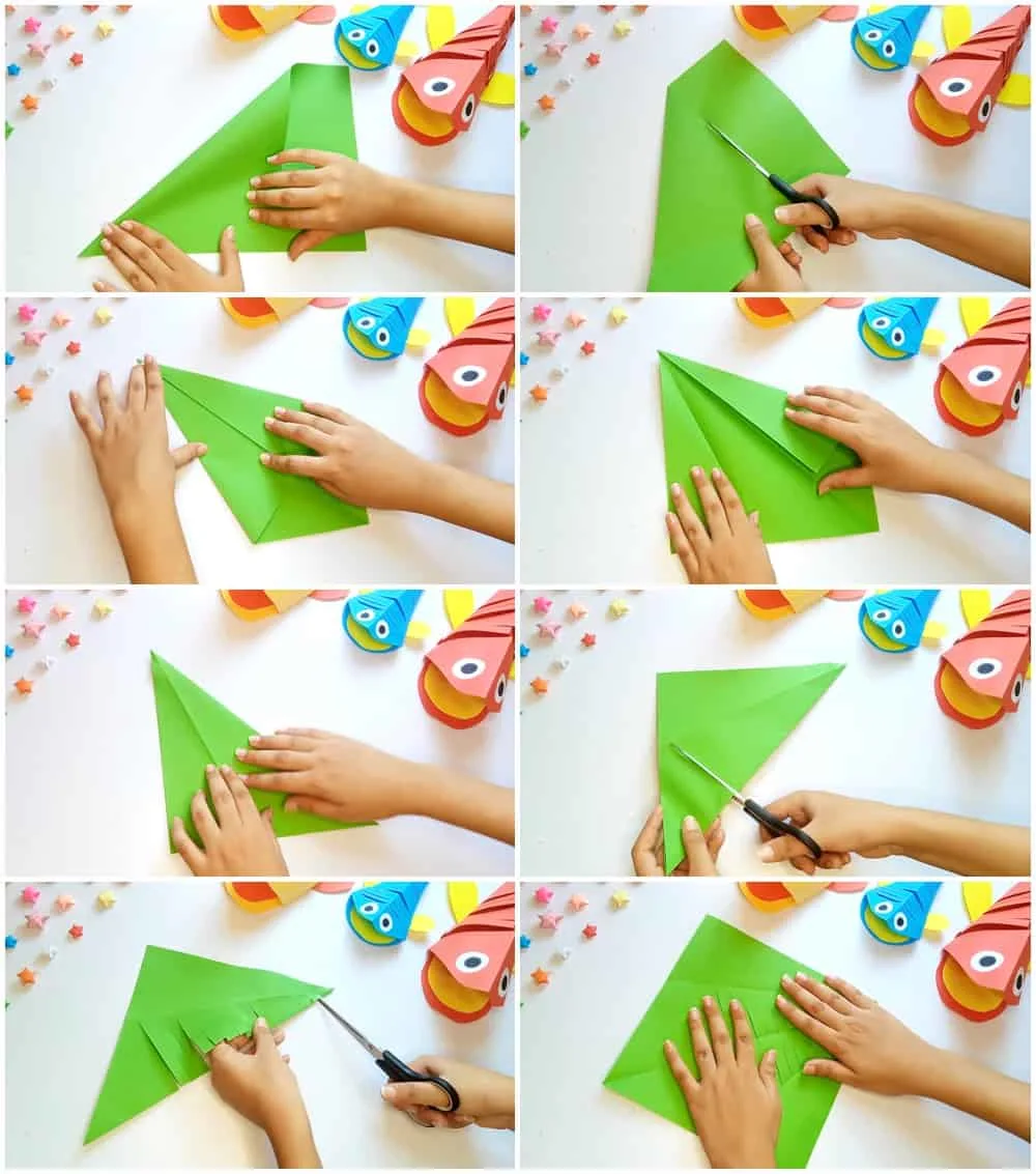How to make paper Fishing Net - Make easy Kids Craft with paper