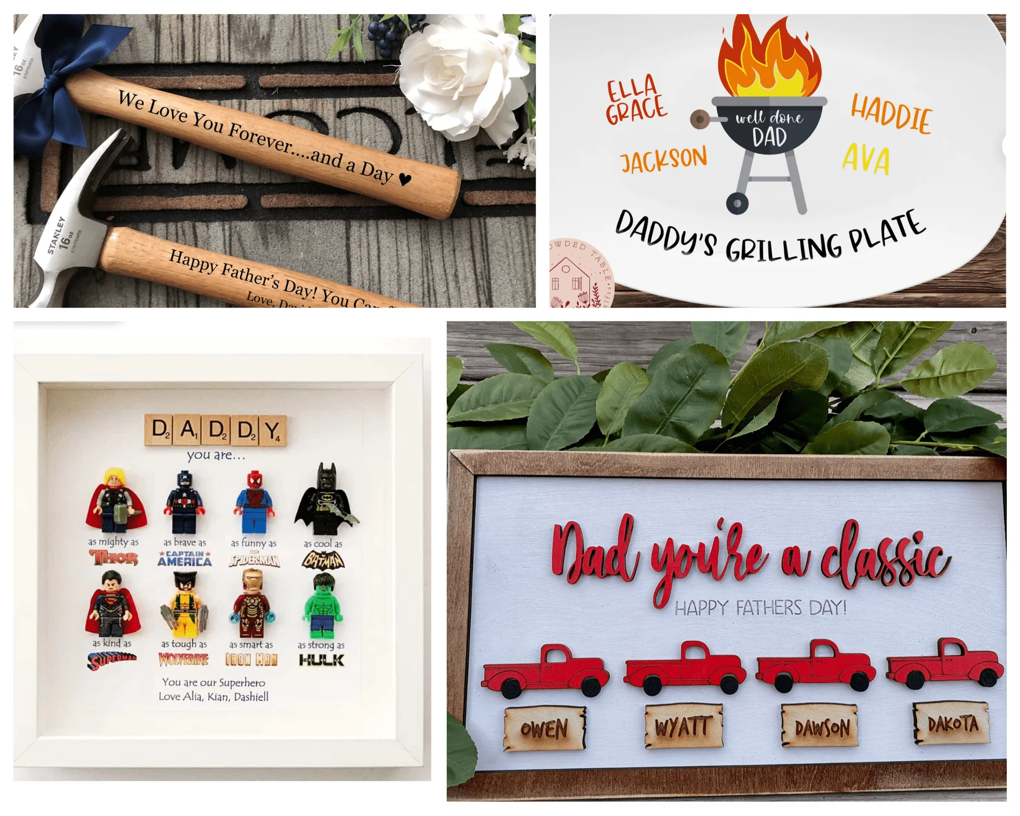 Personalised Fathers Day, Birthday Gift Dad Daddy Wooden Freestanding  Plaque - Little Gifts With Love