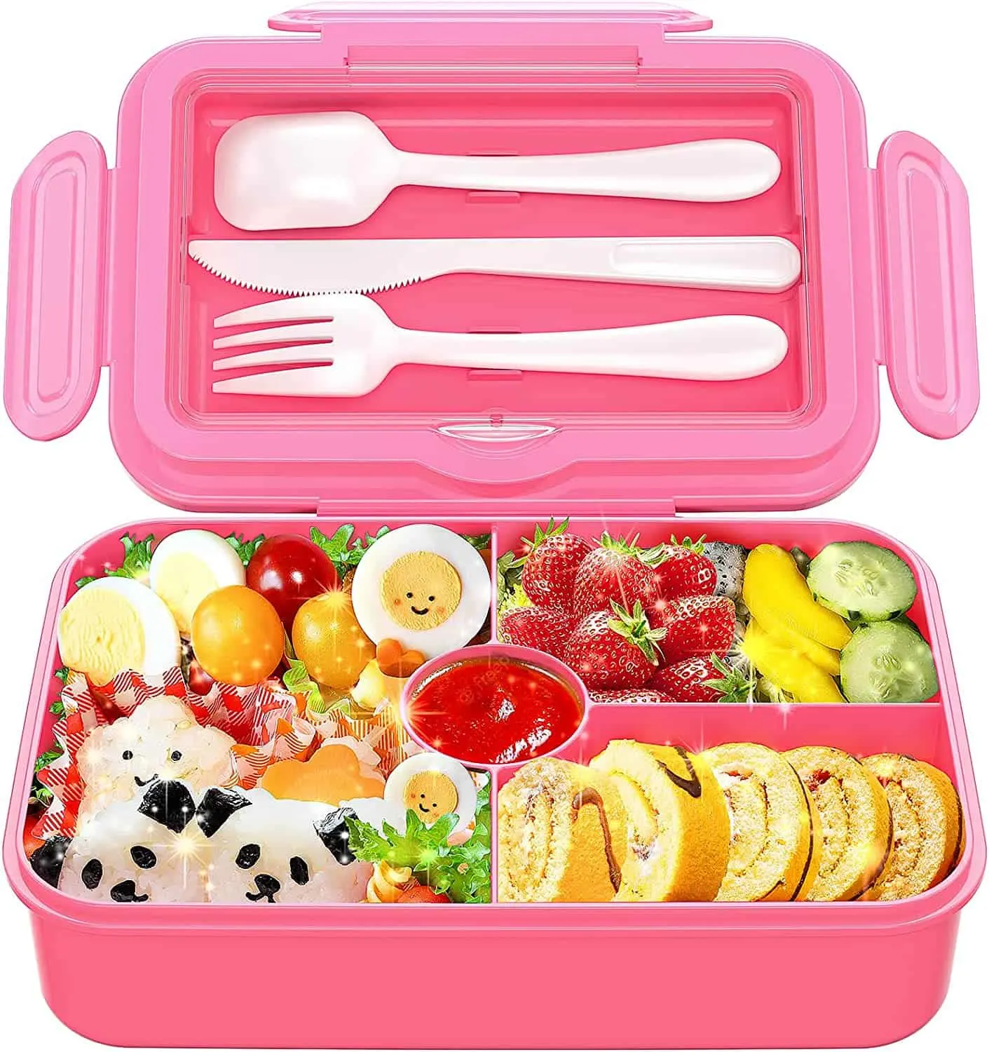 RUVALINO Bento Lunch Box for Kids, 5-Compartment Bento-Style Kids Lunch Box  with Utensils, Leak-Proo…See more RUVALINO Bento Lunch Box for Kids