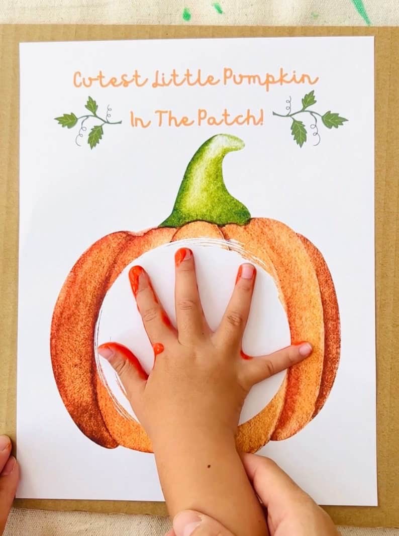 Pumpkin Handprint Art - With Printable Template