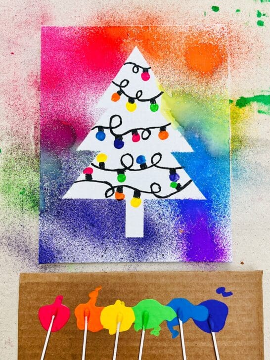 Watercolor Spray Paint Christmas Tree Art - Fun DIY Holiday Craft!