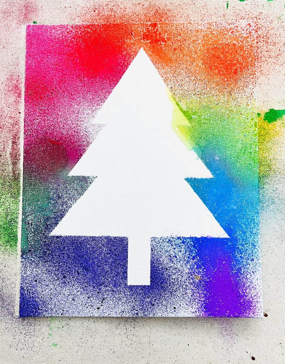 Watercolor Spray Paint Christmas Tree Art