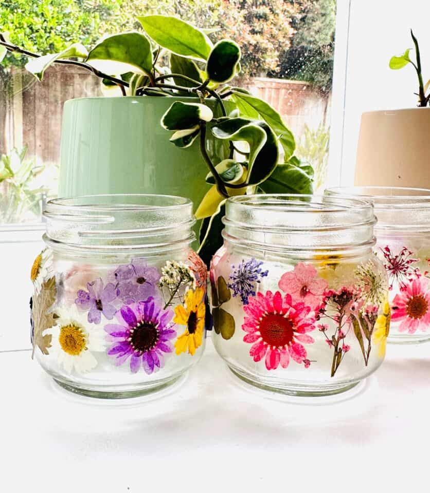 DIY Pressed Flower Jars Make a Stunning Spring Decor