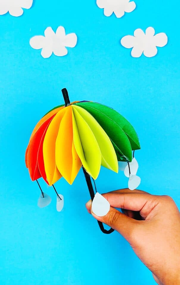 Let's Make A Rainbow Paper Umbrella Craft