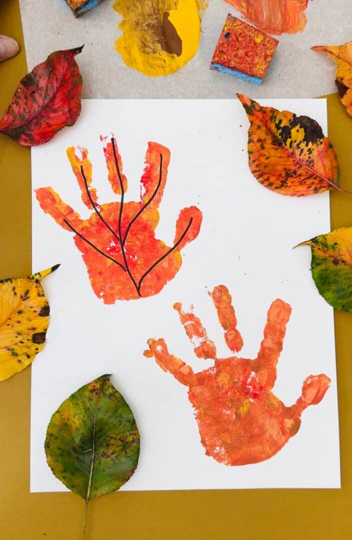 Fall Leaf Handprint Art for Kids