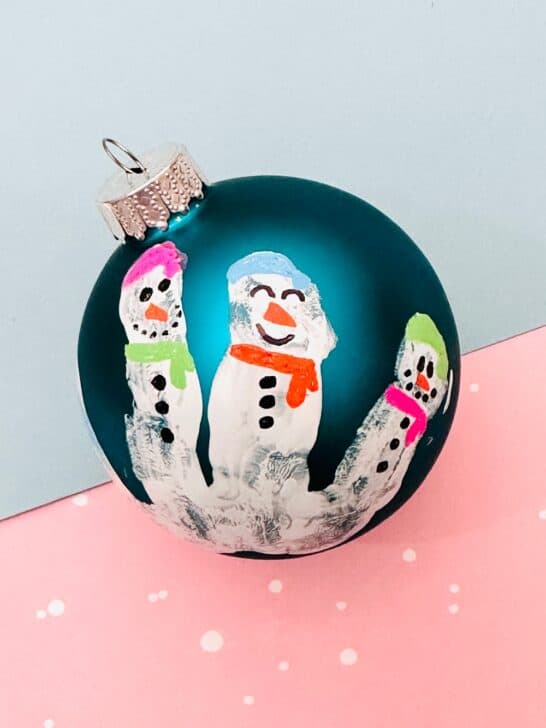 Snowman Handprint Ornament Craft