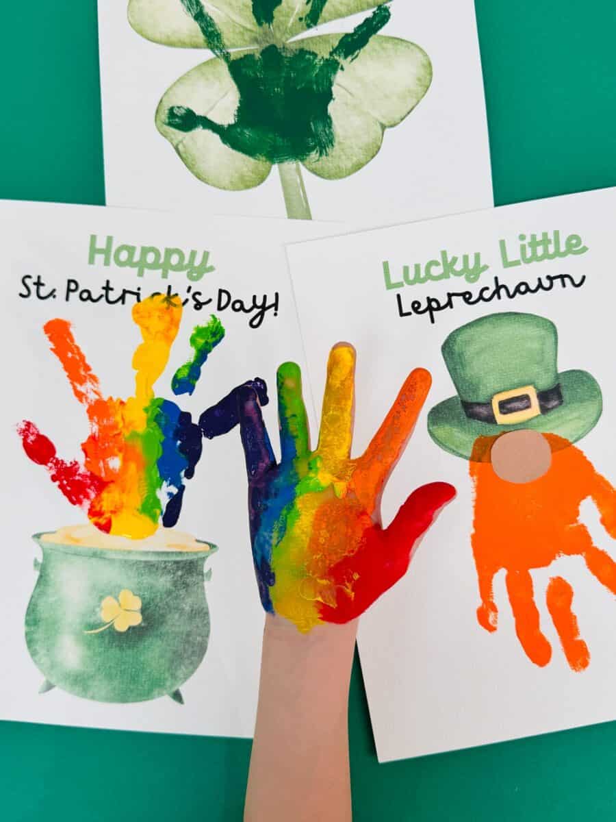 St. Patrick's Day Handprint Art With Printable Templates