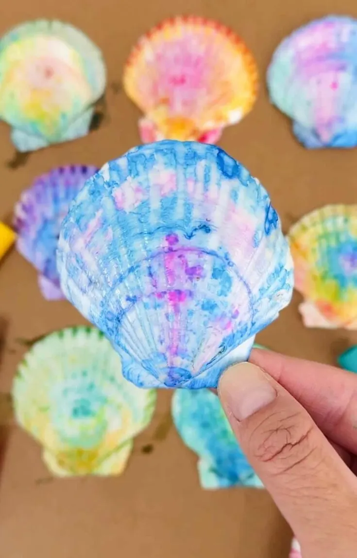 Tie Dye Painted Seashell Craft