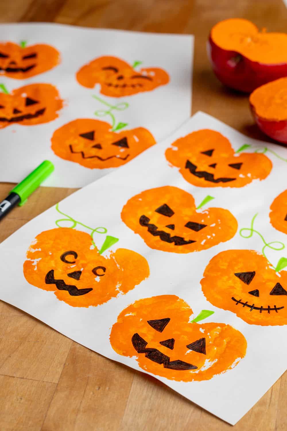 Apple Pumpkin Stamps - Fall Art For Kids 