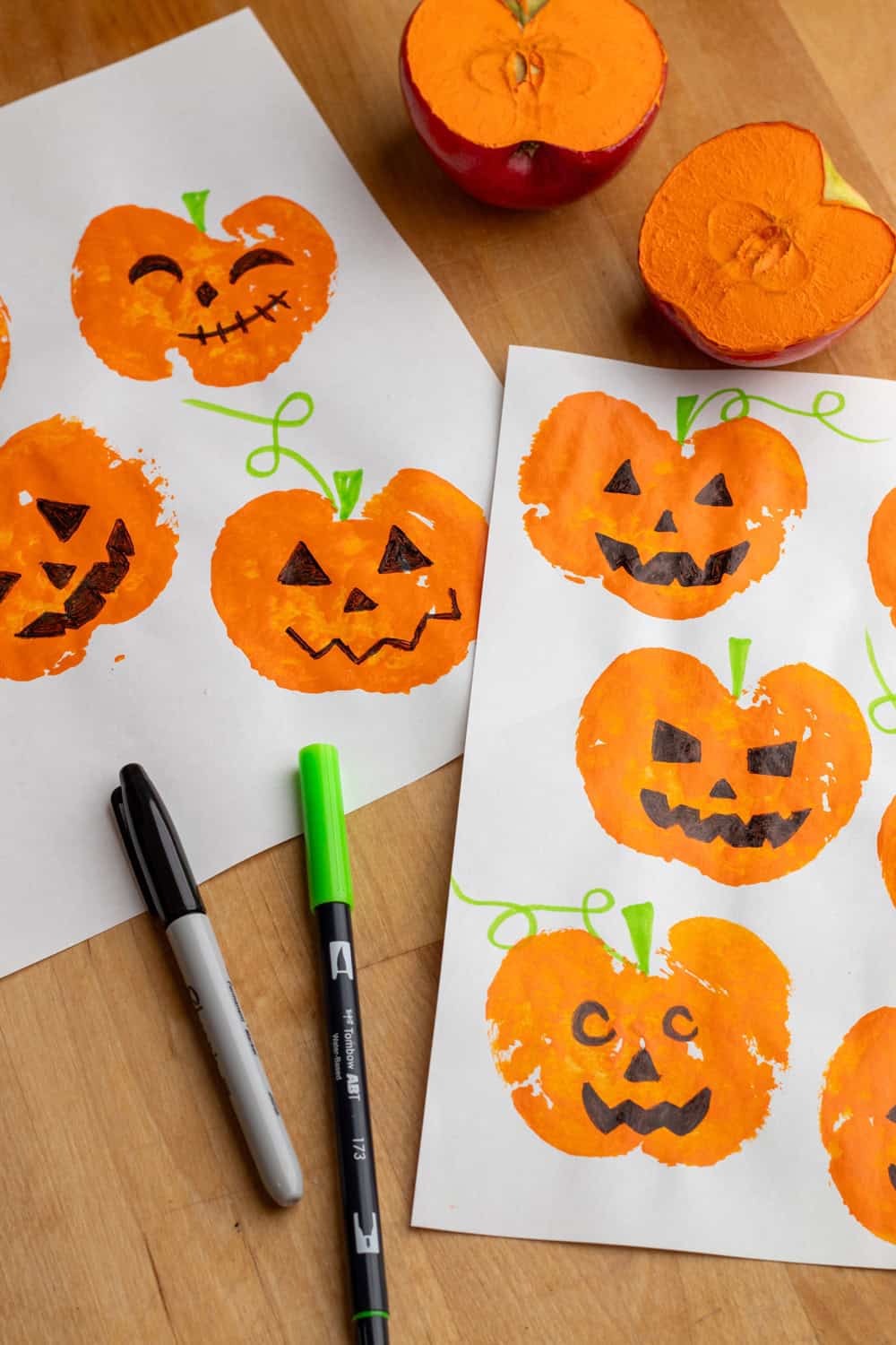 Apple Pumpkin Stamps - Fall Art For Kids 