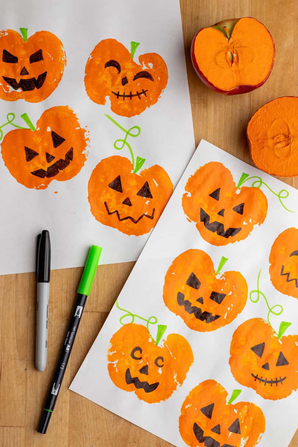 Apple Pumpkin Stamps - Fall Art For Kids 