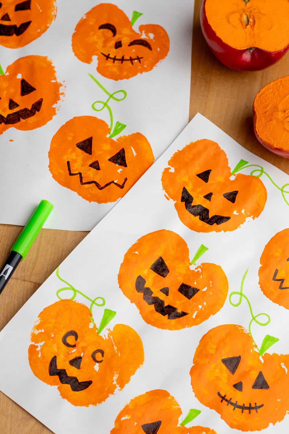 Apple Pumpkin Stamps - Fall Art For Kids 