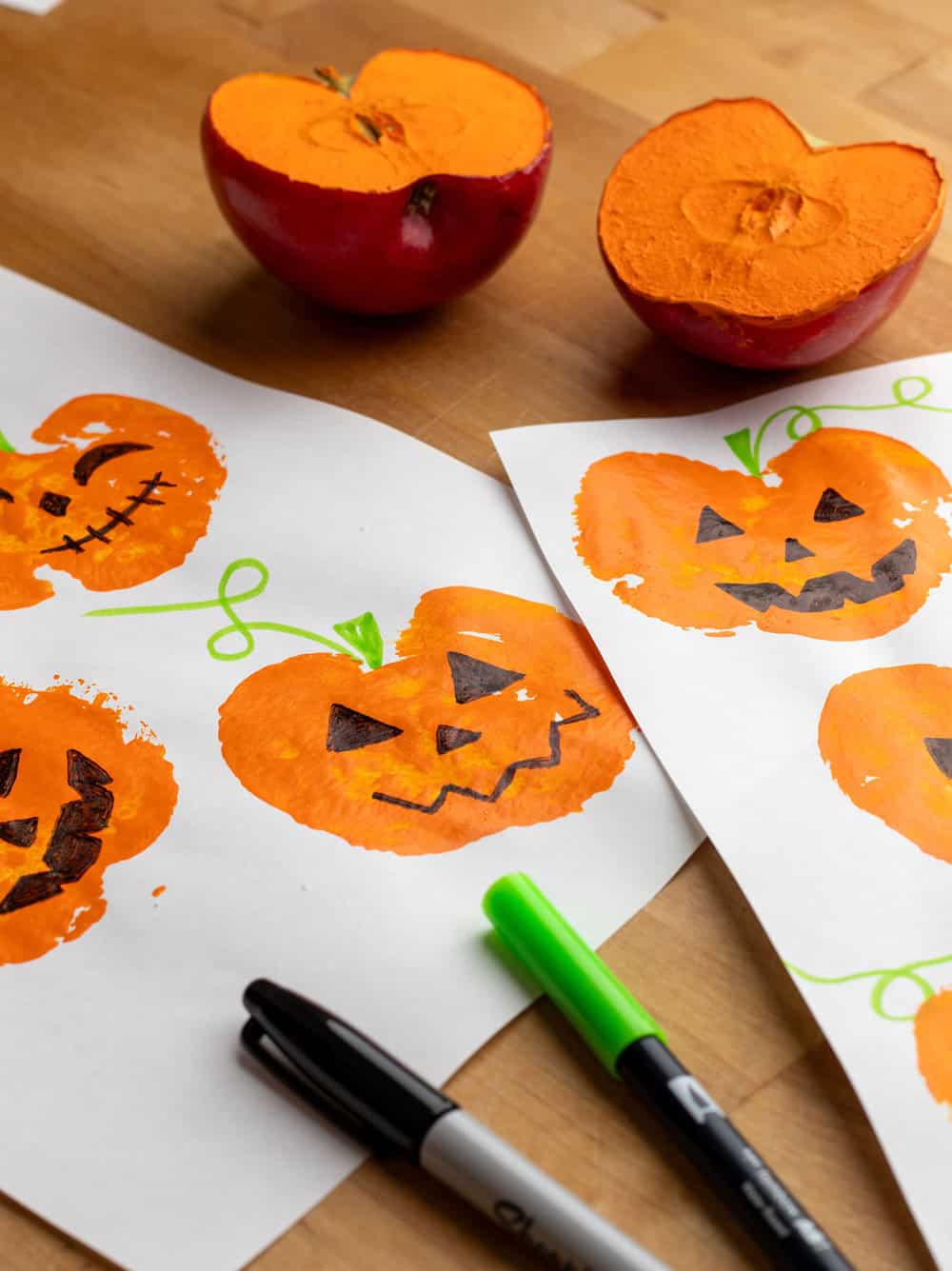 Apple Pumpkin Stamps - Fall Art For Kids 