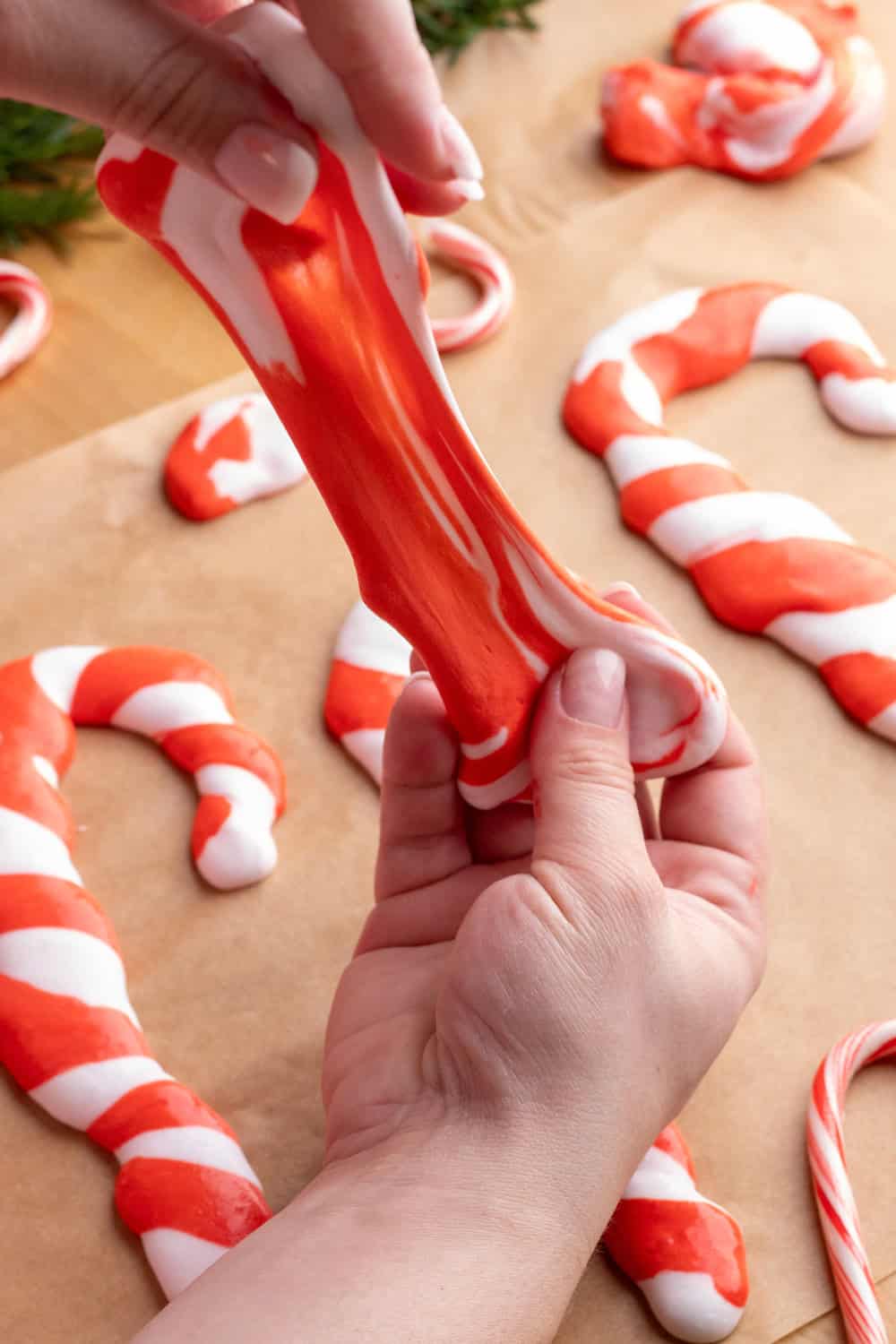 Candy Cane Fluffy Slime