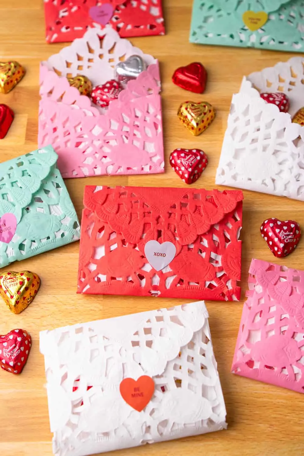 doily heart envelopes