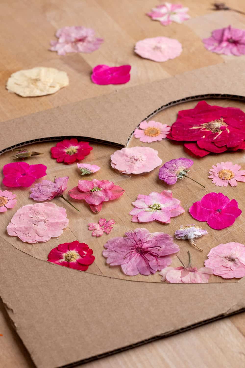 Pressed Flowers Heart Suncatcher