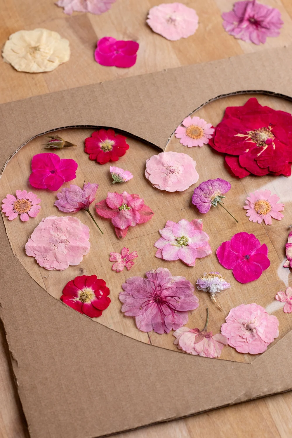 Pressed Flowers Heart Suncatcher