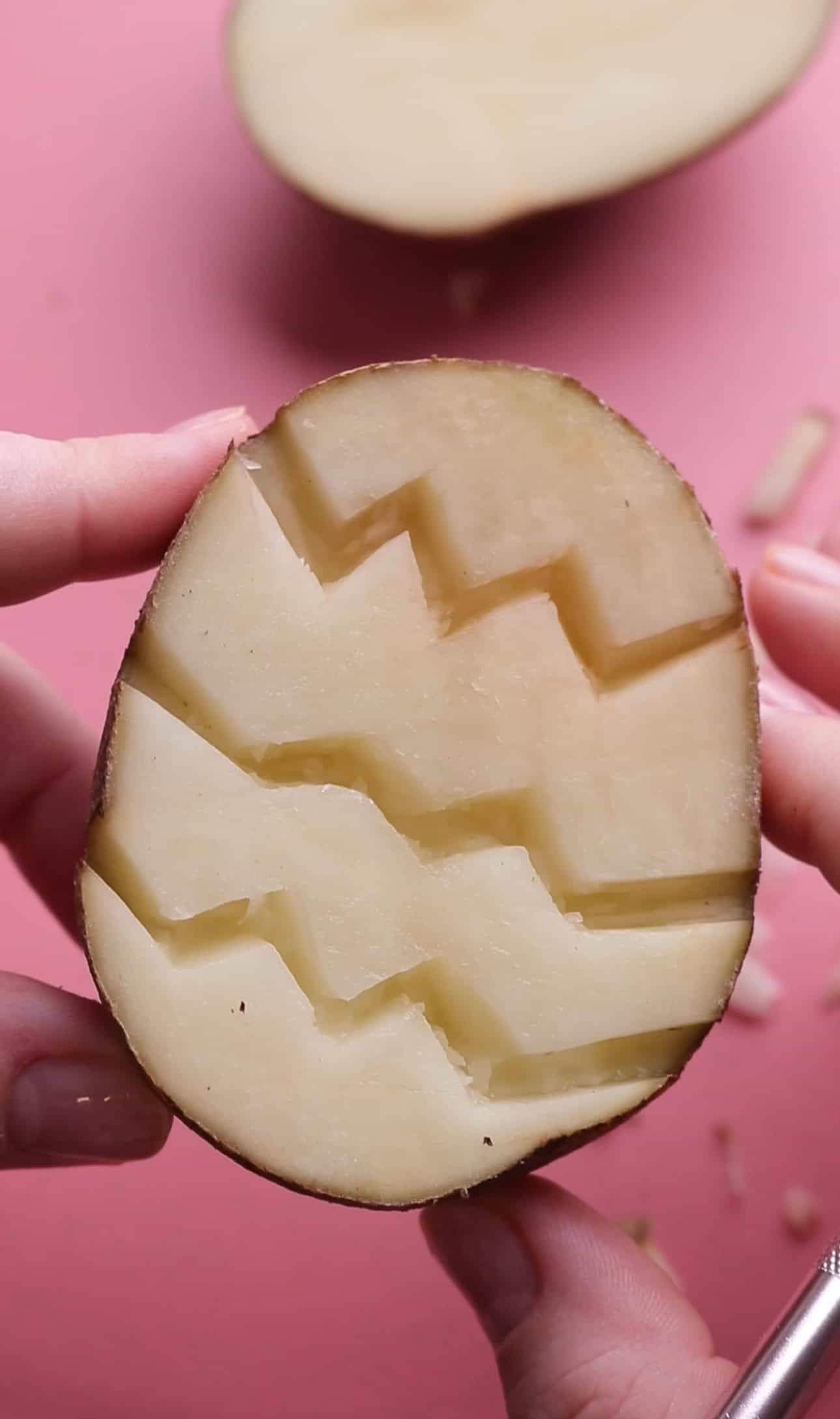 potato stamped easter eggs